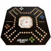 Jackaroo Board Game - 2-4 Player Cards and Marbles Board Game - Marble Chase Game - Joker Game Board with Marbles - Marbles and Jokers Board Game Wooden Board Foldable and Open in The Middle Black