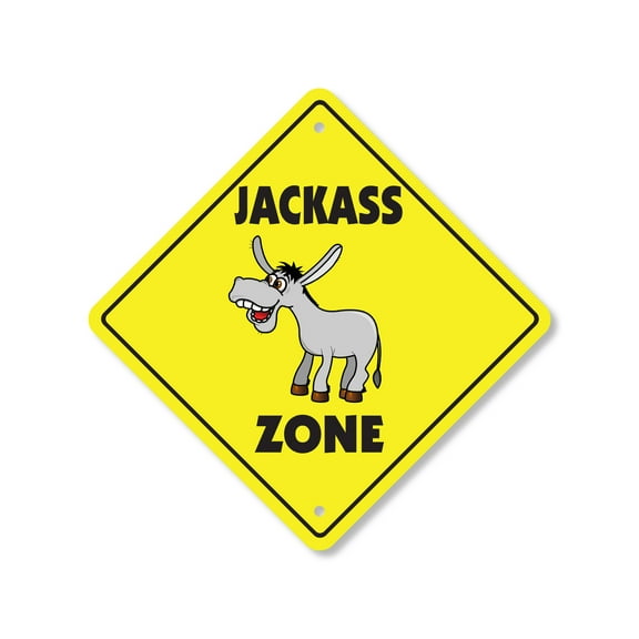 Jackass Plastic Crossing Sign - 12 Inch X 12 Inch Xing Sign Gift Animal Funny Donkey Quirky Unique Rustic Pet Humor Farm Tough Symbol