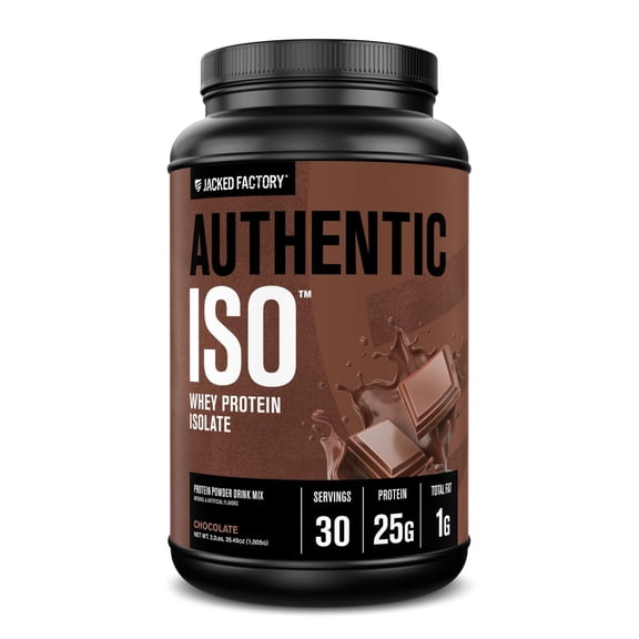Jacked Factory Authentic ISO Whey Protein Isolate Powder - Low Carb, Non-GMO Muscle Building Protein w/No Fillers, Post Workout Recovery - 30 Servings, Chocolate