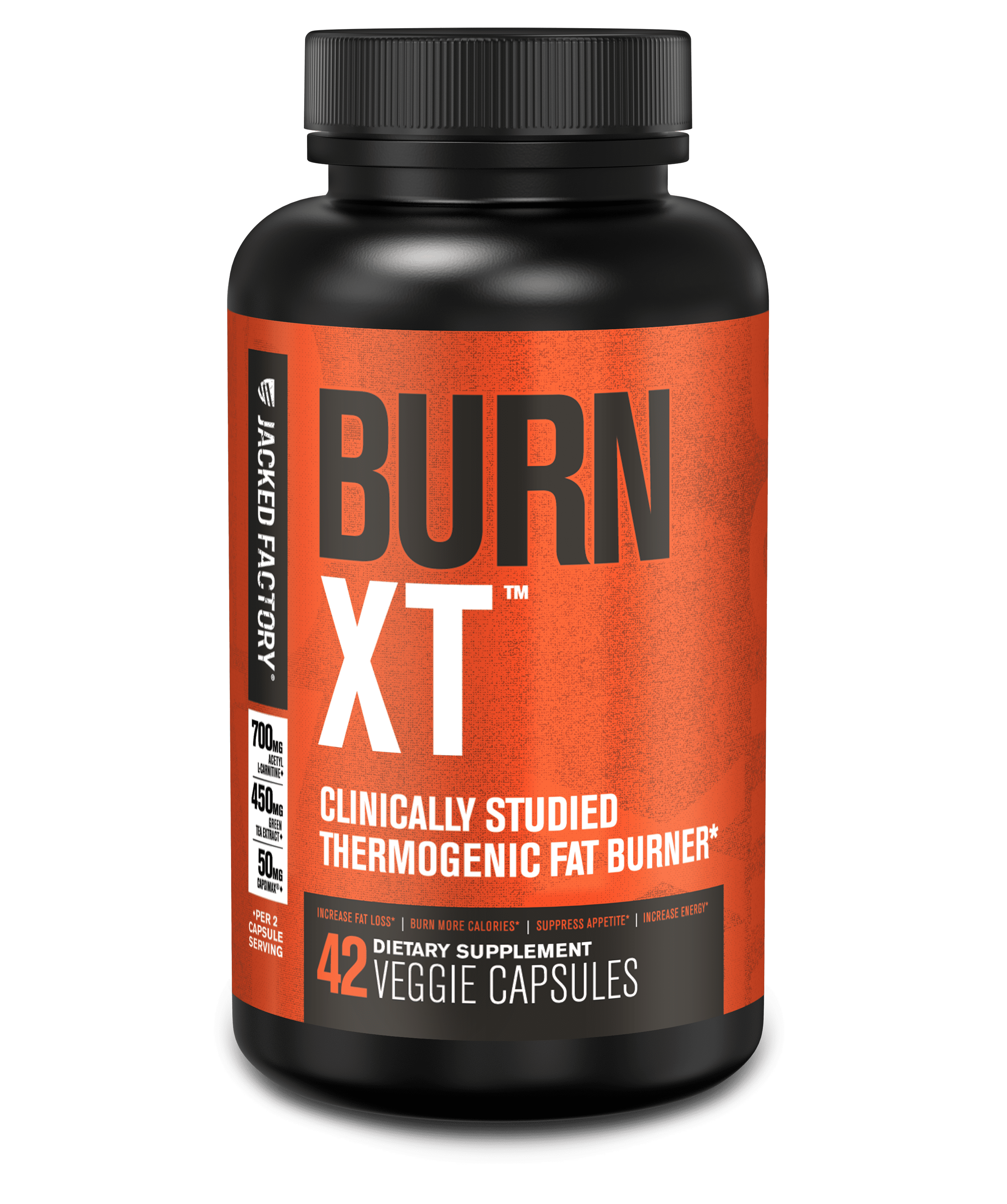 Jacked Factory Burn-XT Clinically Studied Fat Burner & Weight Loss Supplement - 42 Count