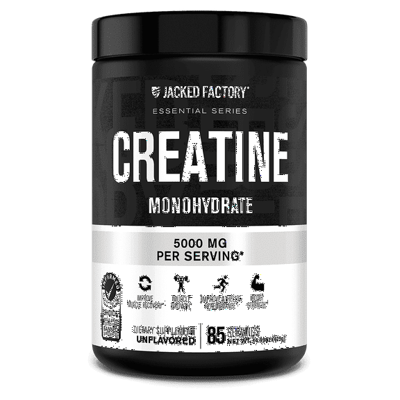 Jacked Factory Creatine Monohydrate Powder 425g - Creatine Supplement for Muscle Growth, Increased Strength, Enhanced Energy Output and Improved Athletic Performance 85 Servings, Unflavored
