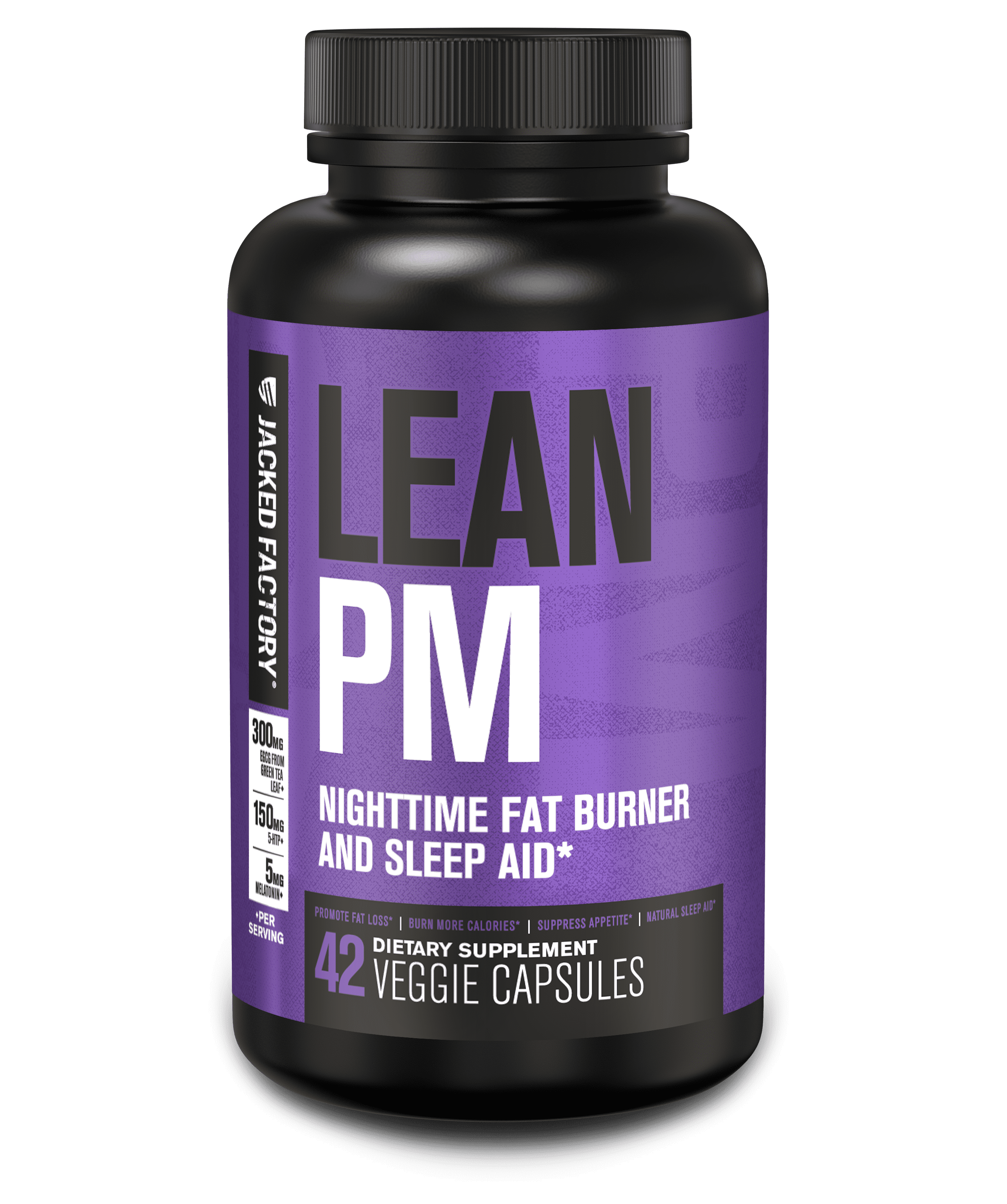 Jacked Factory Lean PM Night Time Fat Burner, Sleep Aid, & Appetite Suppressant Weight Loss Supplement - 42 Count