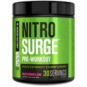 Jacked Factory NITROSURGE Pre Workout Supplement - Endless Energy, Instant Strength Gains, Clear Focus and Intense Pumps - NO Booster & Powerful Preworkout Energy Powder - 30 Servings, Watermelon