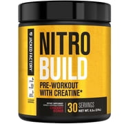 Jacked Factory Nitrosurge Build Pre Workout with Creatine for Muscle Building - Con Cret Creatine Powder & elevATP for Intense Energy, Powerful Pump, Endless Endurance - 30 Servings, Cherry Bomb