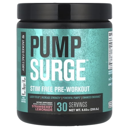 Jacked Factory Pump Surge, Stim Free Pre-Workout, Strawberry Lemonade, 8.75 oz (248 g)