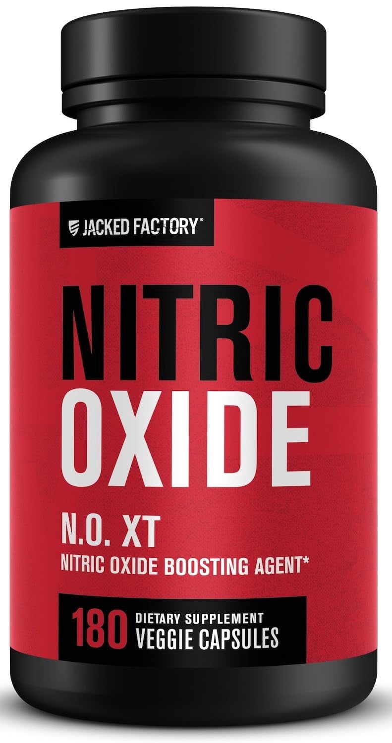 Jacked Factory N.O. XT Nitric Oxide Supplements for Men w/ Nitrosigine L Arginine L Citrulline Supplement for Muscle Pumps & Vascularity - Pre Workout Nitric Oxide Booster & Muscle Builder - 180 Caps