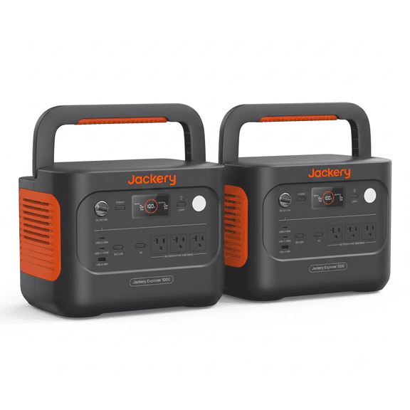 Jackery E1000AC 1060Wh Portable Power Station with 2-Pack, 1500W LiFePO4 Battery for RV, Camping & Backup