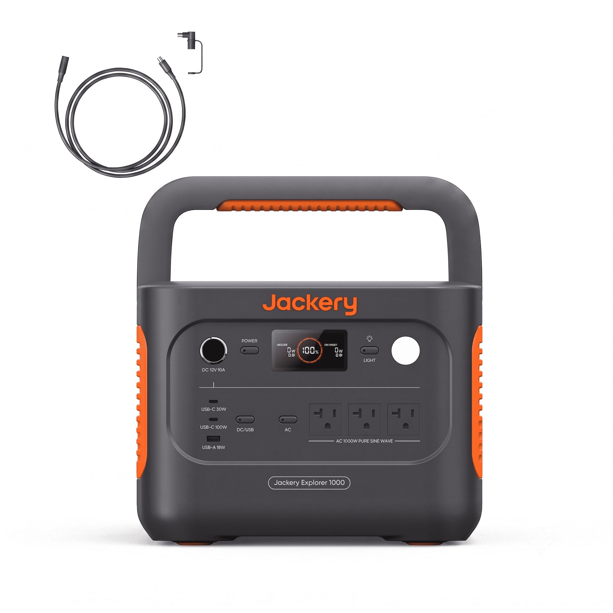 Jackery E1000AC 1060Wh Portable Power Station with 5m DC Extension Cable, 1500W LiFePO4 Battery for RV, Camping & Backup