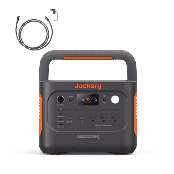 Jackery E1000AC 1060Wh Portable Power Station with 5m DC Extension Cable, 1500W LiFePO4 Battery for RV, Camping & Backup