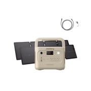 Jackery E1000AC Sand Gold 1060Wh Portable Power Station with 2 x 100W Solar Panels & 5m Extension Cable, 1500W Solar Kit for RV, Camping & Backup
