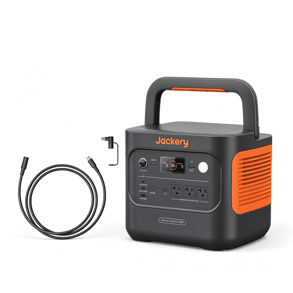 Jackery E2000AC Portable Power Station with 5m DC Extension Cable and 2042Wh LiFePO4 Battery, 2200W Solar Generator with 100W USB-C PD Fast Charging for Camping and Home Emergency Power