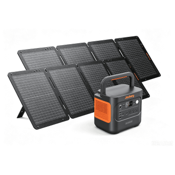 Jackery E2000AC Solar Generator Kit with Two 100W Solar Panels Featuring 2032Wh LiFePO4 Battery and 2200W AC Output, 100W USB-C PD Fast Charging Power Station for Home Backup, Emergencies and Camping