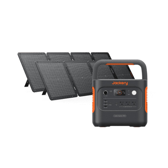 Jackery E2000AC Solar Generator Kit with 2x100W Solar Panels, 2032Wh LiFePO4 Battery, 2200W Output for Home Backup, Camping & Emergencies