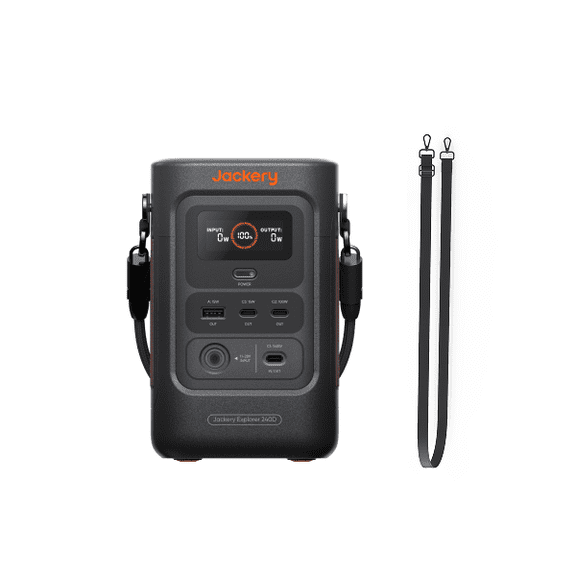 Jackery E240DC Version 246Wh Portable Power Station with Adjustable Strap, 200W Lithium Battery for Camping, Travel & Outdoor Use