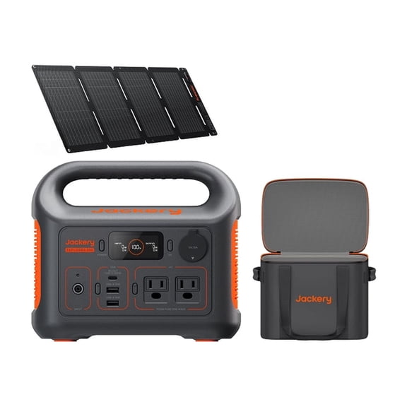 Jackery E300New 290Wh Portable Power Station with 40W Solar Panel & S Size Carrying Case, 300W Solar Kit for Camping, Travel & Backup