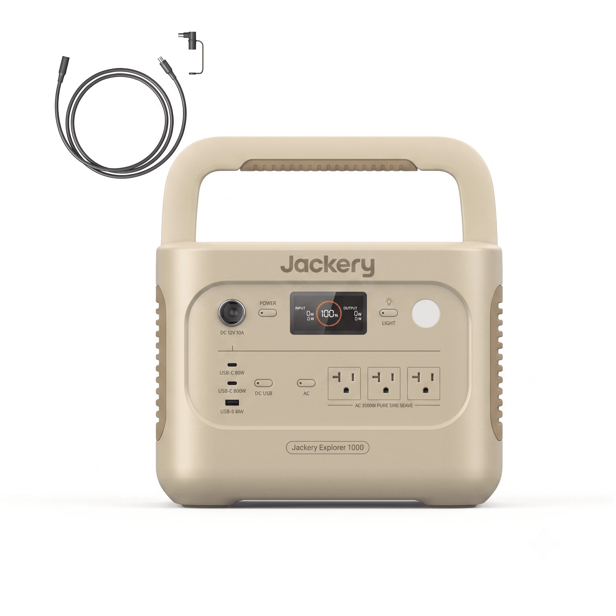 Jackery E1000AC Sand Gold 1060Wh Portable Power Station with 5m Extension Cable, 1500W LiFePO4 Battery for RV, Camping & Backup