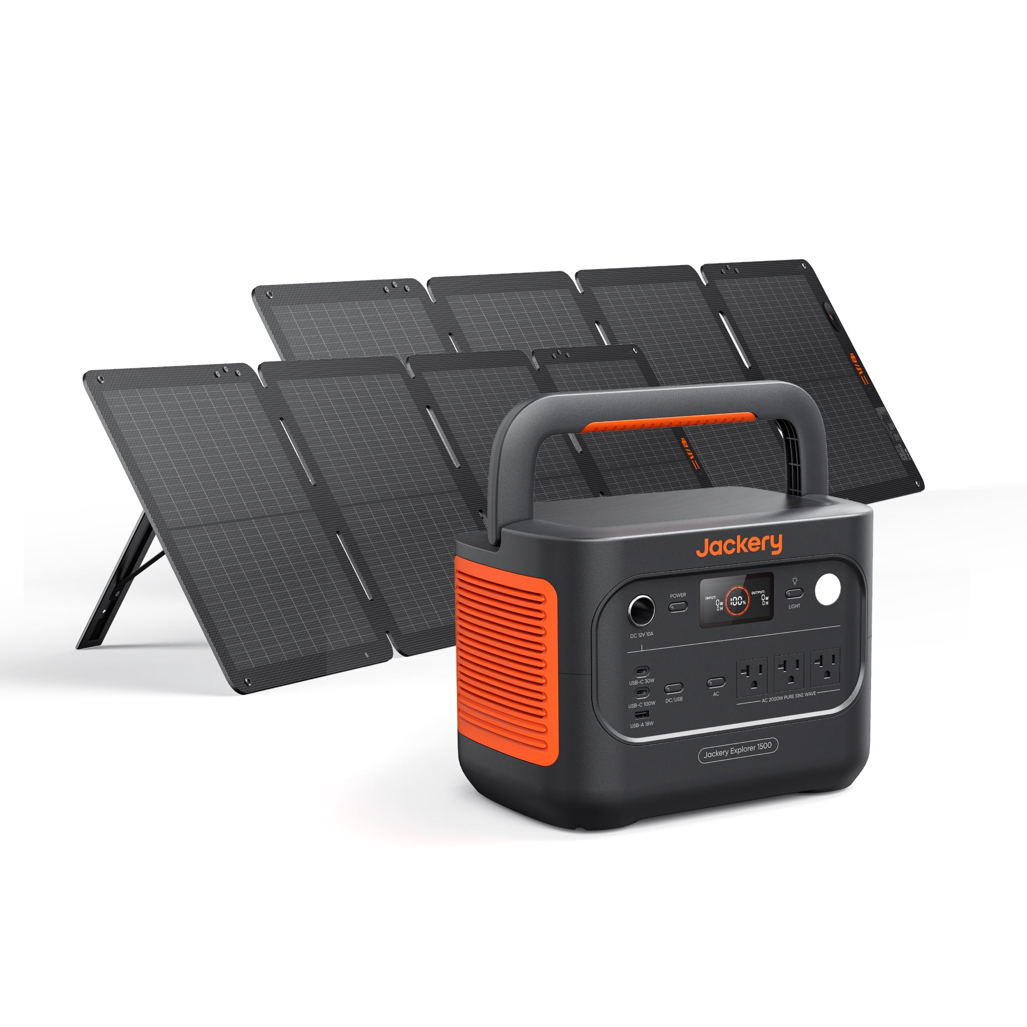Jackery Explorer 1500 v2 Solar Generator with 2×100Wair Solar Panel, 1536Wh LiFePO4 Portable Power Station,1H Fast Recharge, 10ms UPS Backup, for Camping, RV, Outdoor Use, Emergency