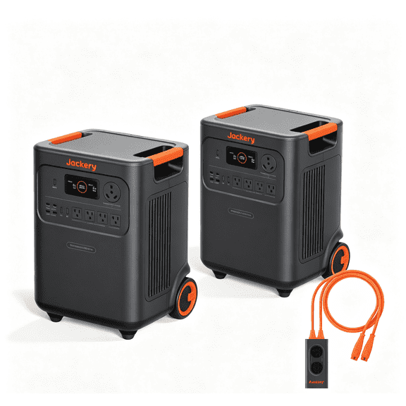 Jackery HP 3600AC Plus Double Kit, 7148Wh LFP Solar Generator with Parallel Connector, 7200W AC Output, Expandable to 21kWh for Emergency Home Backup