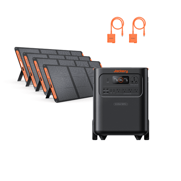 Jackery Solar Generator HP3600AC Plus Kit with 4x200W Solar Panels, 3574Wh LiFePO4, 3600W Output, 2 Series Connectors for RV