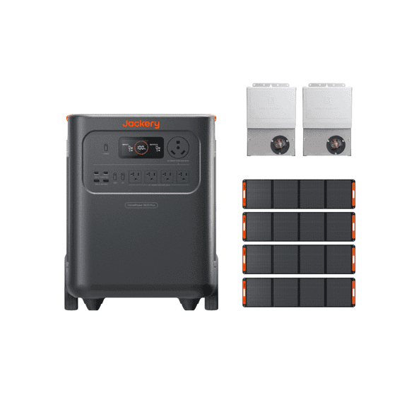 Jackery HP3600AC Plus, 3574Wh LFP Power Station with 3600W AC Output for Home Backup, Emergencies and RV (4x 200W Solar Panels & 2x Solar Series Connectors Included)