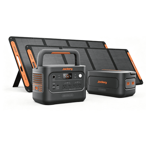 Jackery HP 2000AC Plus v2 Bundle: 2200W Expandable Power Station with Extra Battery & 2x 200W Solar Panels 4076Wh LFP Home Backup System for Emergencies