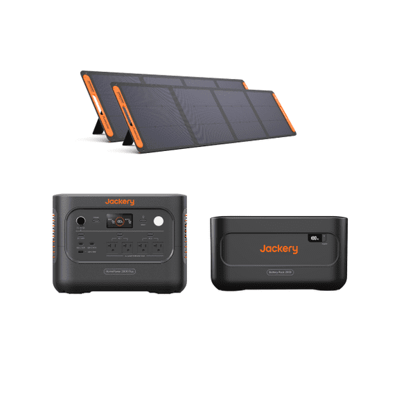 Jackery Solar Generator HP 2000AC Plus V2 4076Wh Kit with Extra Battery, 2x200W Solar Panels, 2200W Output LiFePO4 for Home Backup