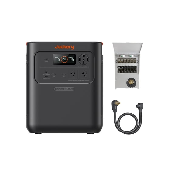 Jackery HomePower 3600 Pro Max Portable Power Station with MTS & 40A Charging Cable, 4000W 120V/240V AC Output, 3584Wh LFP Battery, Expandable to 21kWh, Essential Home Backup for Outages
