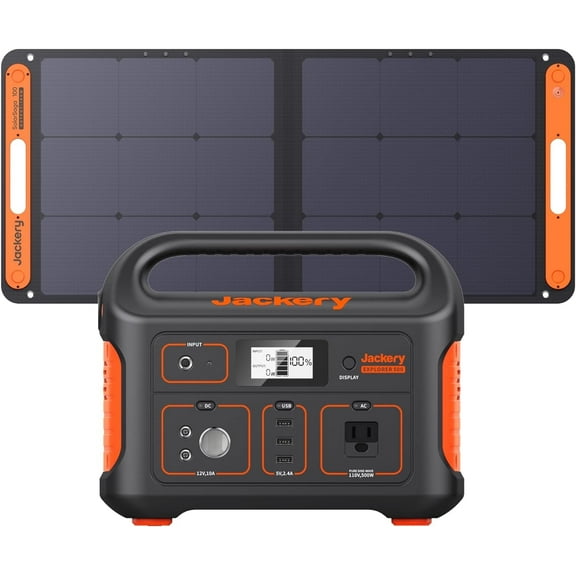 Jackery Solar Generator 500, 518Wh Outdoor Solar Generator Mobile Lithium Battery Pack with Solar Saga 100 for Road Trip Camping, Outdoor Adventure