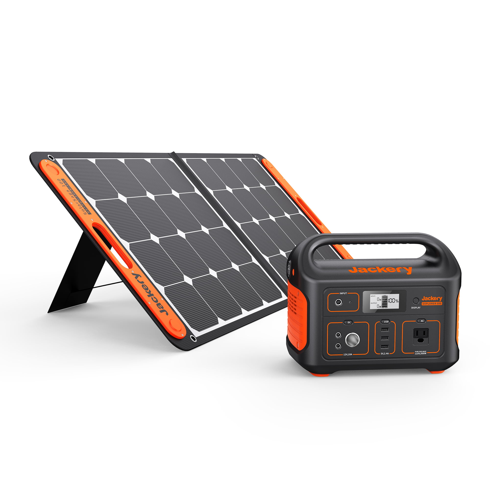 Jackery 500, 518Wh Outdoor Solar Generator Mobile Lithium Battery Pack with Solar Saga 100