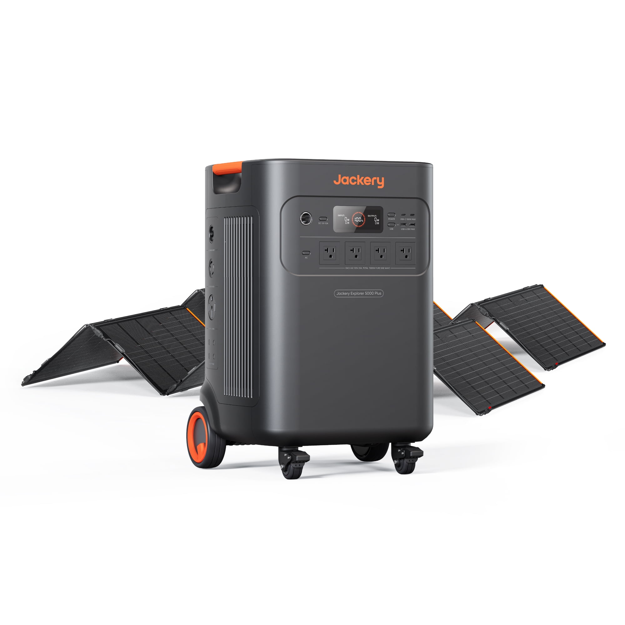 Jackery Solar Generator 5000 Plus with 2x500X Solar Panels, 5040Wh LiFePO4 Battery Power Station, 120V/240V 7200W AC Output, Portable Generator for Home Battery Backup, Power Outages
