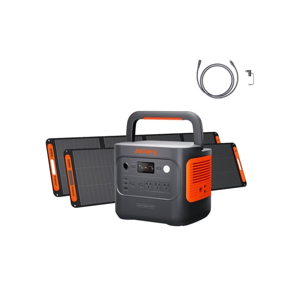 Jackery Solar Generator E2000AC Kit with 2x200W Solar Panels & 5m Extension Cable, 2032Wh LiFePO4, 2200W AC Output, 100W Fast Type-C Port for Camping
