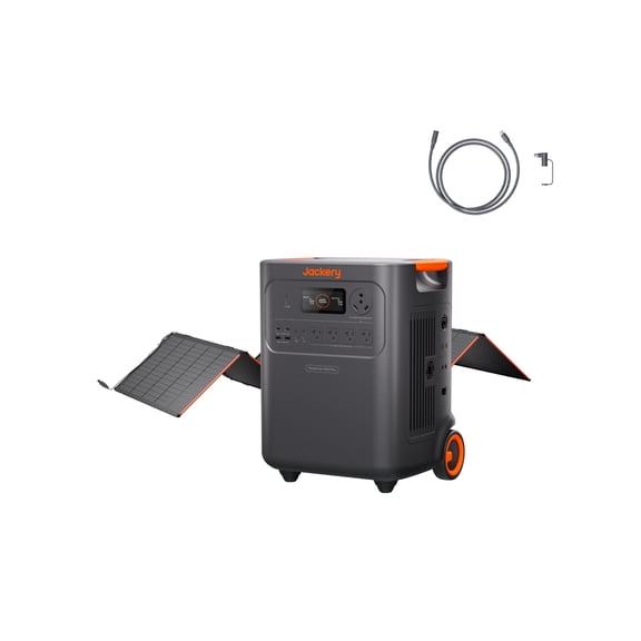Jackery Solar Generator HP3600AC Plus Kit with 500W Solar Panel & 5m Extension Cable, 3574Wh LiFePO4, 3600W AC Output, Expandable to 21kWh for Home Backup