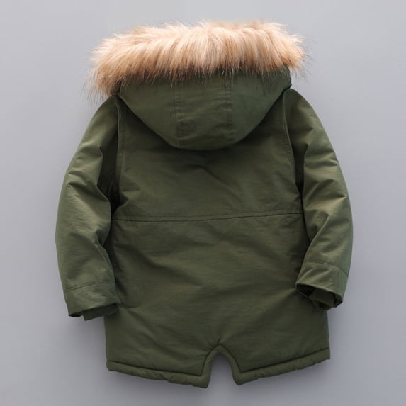 Jacket for Baby Puffer Lined Quilted Zip Up Soild Color Jackets Thick Warm Coat Hooded Winter Waterproof Parka Outerwear with Pockets (100 2-3 Years,Green)