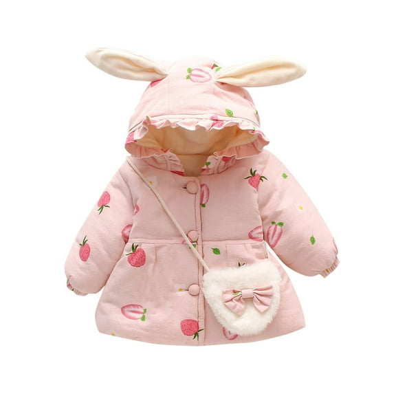 Jacket+Bag Windproof Toddler Baby Thicken Girls Warm Coat Hooded Winter Outerwear Girls Coat and Jacket Rain Jacket Girls
