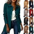 thumbnail image 1 of Jacket Dqueduo Women's Long Sleeve Turn-Down Collar Cardigan Top – Solid Winter Outerwear Coat Green M, 1 of 7
