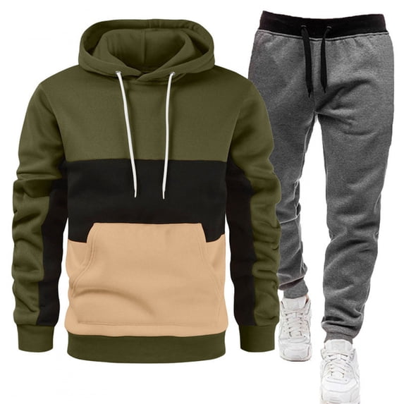Jacket Fashion Sports Winter Warm 2 Piece Set Printing Casual Sweatshirt Sweatpants 2 Pcs Set Man Clothing Daily Streetwear Fitness Running Sportswear Casual Clothing