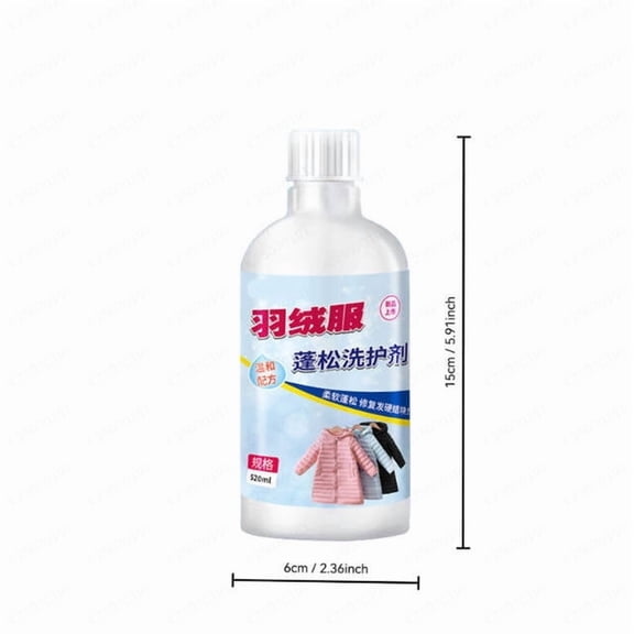 Down Jacket Fluffing Agent, Anti-Shrinkage and Clump Prevention Detergent, Restores Softness and Loft, 520ml Bottle, Gentle Cleaning for Down Garments, Easy Wash Solution