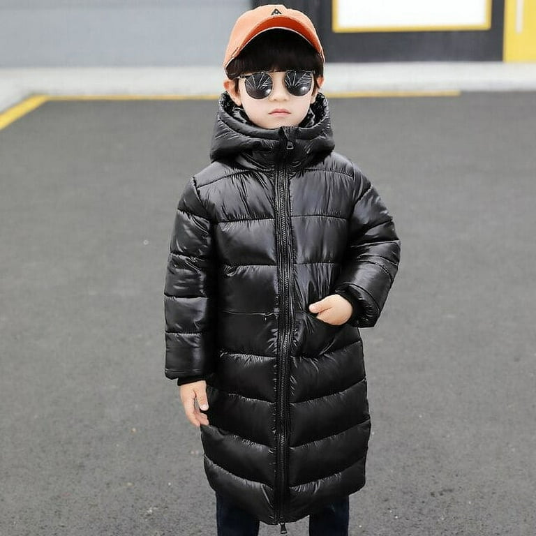Jacket For Boys 2021 New Brand Hooded Winter Long Style Solid Color Parkas Infant Toddler Thick Coat Kids Clothes 2 3 4 5 6 7Yrs