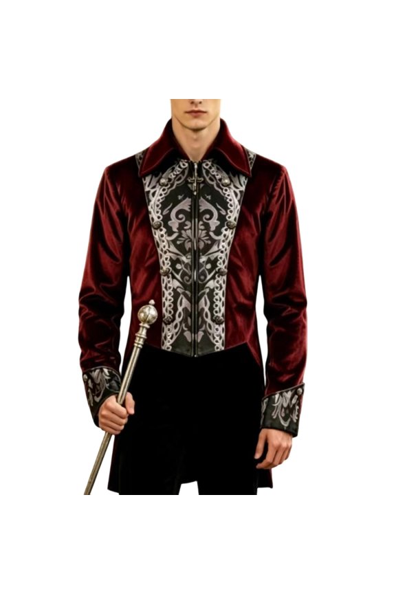 Jacket For Men Steampunk Pirate Jackets Gothic Tuxedo Coat Medieval Renaissance Costume Helloween Costumes Red S