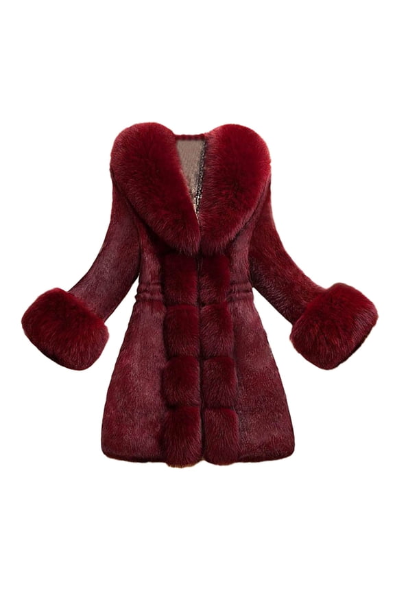 Jacket For Mid Long Coat Winter Warm Thick Soft Pile Elegant Outerwear Fashionable Style