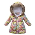 thumbnail image 1 of AOMPMSDX Toddler Baby Kids Girls Winter Thick Warm Parkas Hooded Windproof Coat Outwear Jacket Girls Coat&jacket Yellow 2 Years-3 Years, 1 of 8