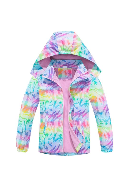 Jacket Girls Hooded Waterproof Letter Versatile Kids Jacket for Casual Wear Breathable Zip-Up Jackets for Active Children Lounge Easy-Care Machine-Wash Jackets Pink, 120