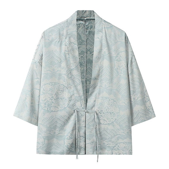 Jacket Ice Silk Hanbok Cardigan Men's Ancient Style Zen Clothes Jushi Clothing Dorobe Cloak Tea Clothes