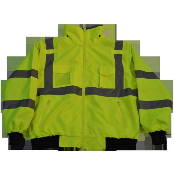Jacket Lime ANSI-ISEA & EN471 Class 3 Waterproof Bomber Jacket with Removable Fleece Liner, Extra Small