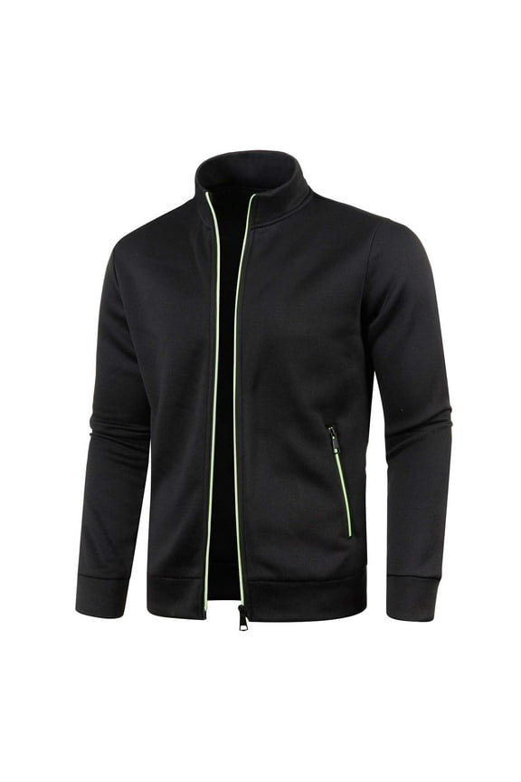 Jacket Men Classic Fit Zip Up Fall Winter Jacket Solid Color Long Sleeve Sweater Mens Jackets