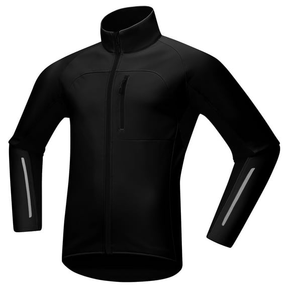 Jacket Men Cycling Jacket Windproof Soft Shell Warm Fleece Lining Multiple Pockets Winter Jacket With Reflective Detailing