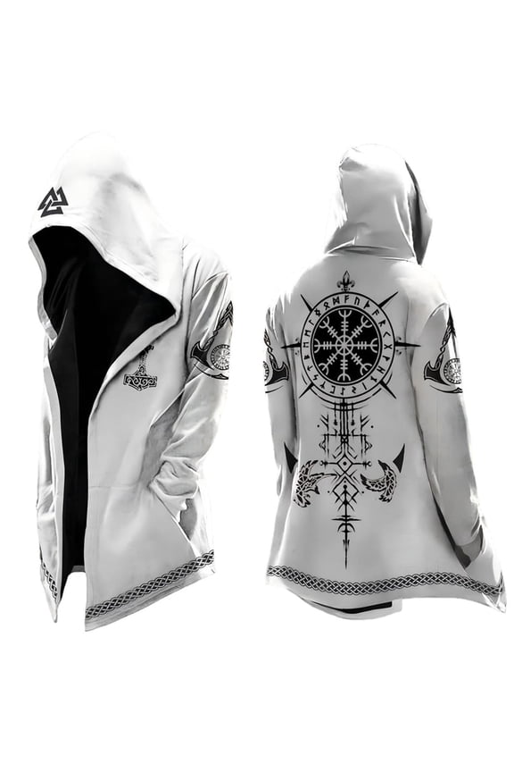 Jacket Men Norse Mythology Hooded Jacket Long Sleeve Relaxed Fit Casual Cardigan Coat Streetwear Jacket for Men Casual
