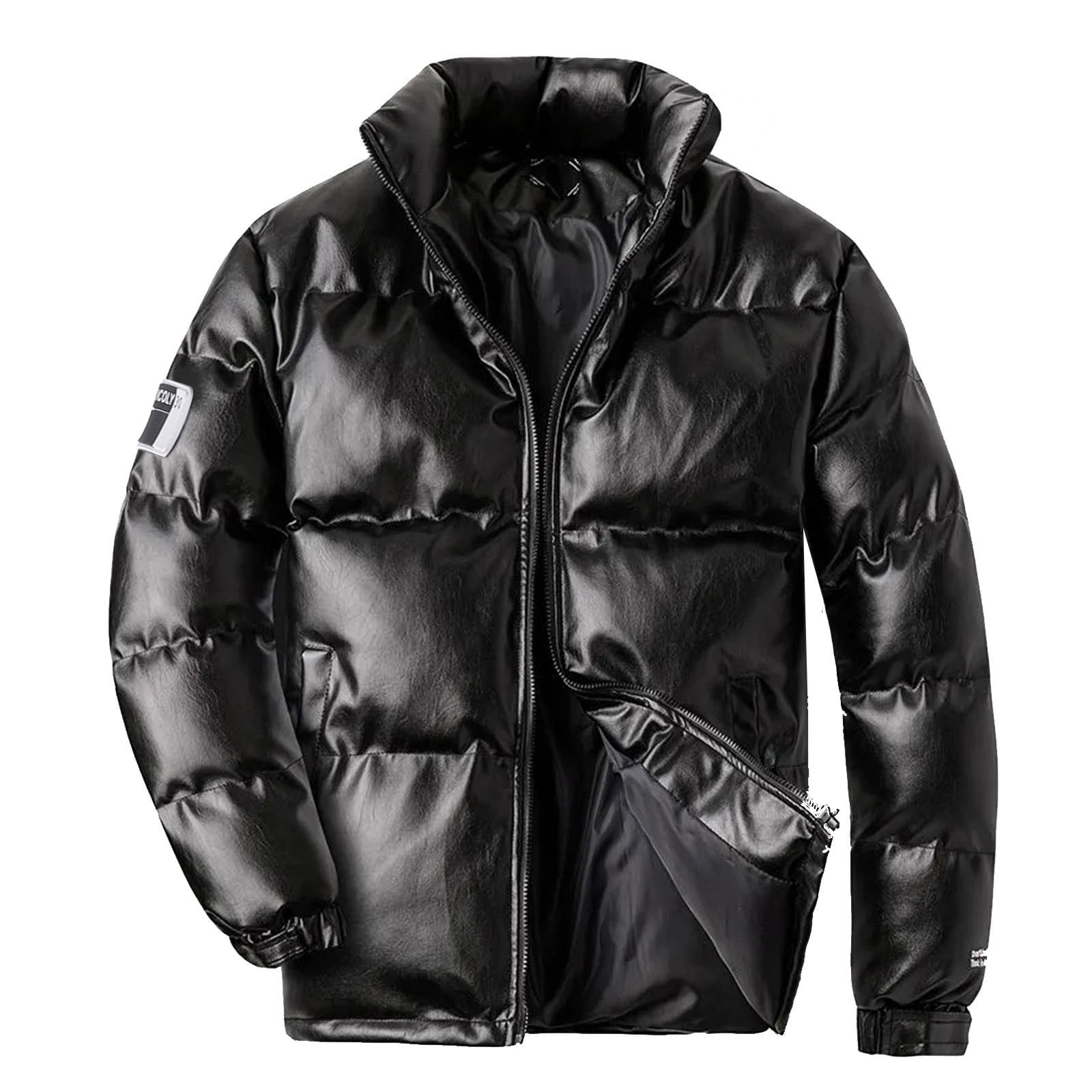 Excelled Men's Big and Tall Shirt Collar Leather Jacket, Black, LT at   Men's Clothing store