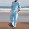 thumbnail image 1 of Jacket Men Plus Suits for Men Notched Collar Slim Fit Suites Men Men Pieces Cotton Linen Set Henley Shirt Long Sleeve And Casual Beach Pants Summer Yoga Outfits Men S Suit Jackets, 1 of 9