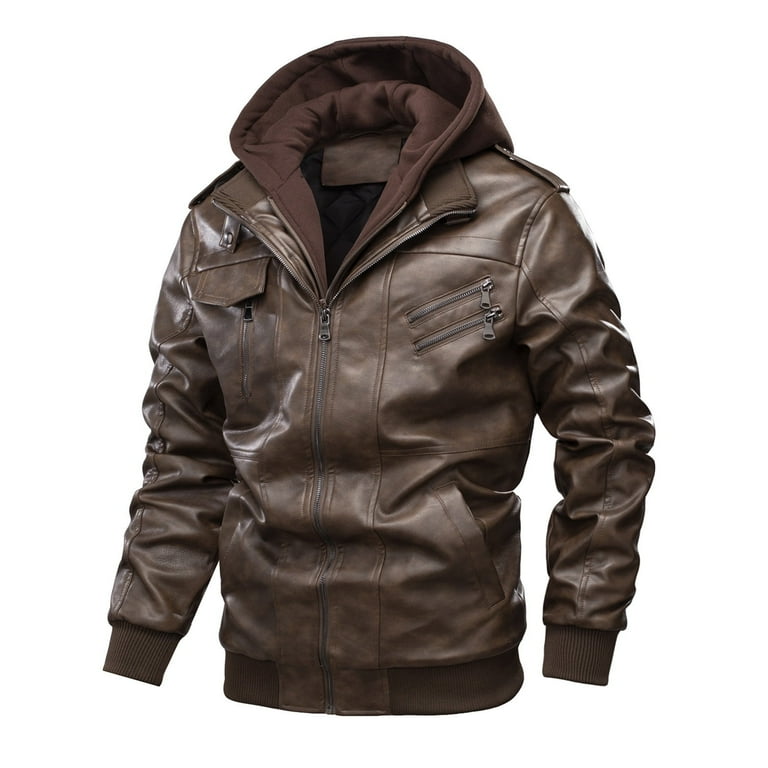 Jacket Men Trench Coat Men Men s Leisure Motorcycle Clothes Quilted Warm Jacket Thickened Detachable Hooded Oversized Jacket Motorcycle Jacket